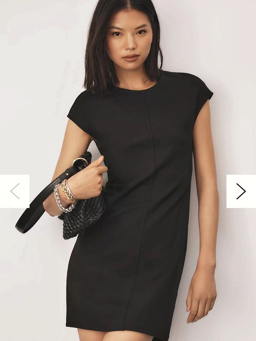 Maeve Black Cap-Sleeve Slim Mini Dress